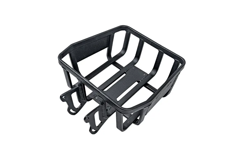 Heybike Compact Front Basket black woven basket on bike