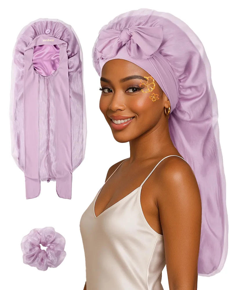 Yanibest Breeze Satin Bonnet worn overnight for hair protection