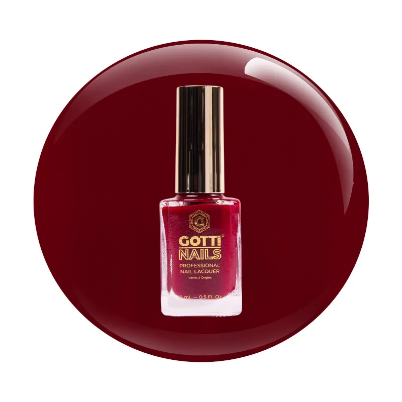 Gotti Nails #29L Nail Polish Just One Kiss bottle showing deep romantic red crème lacquer