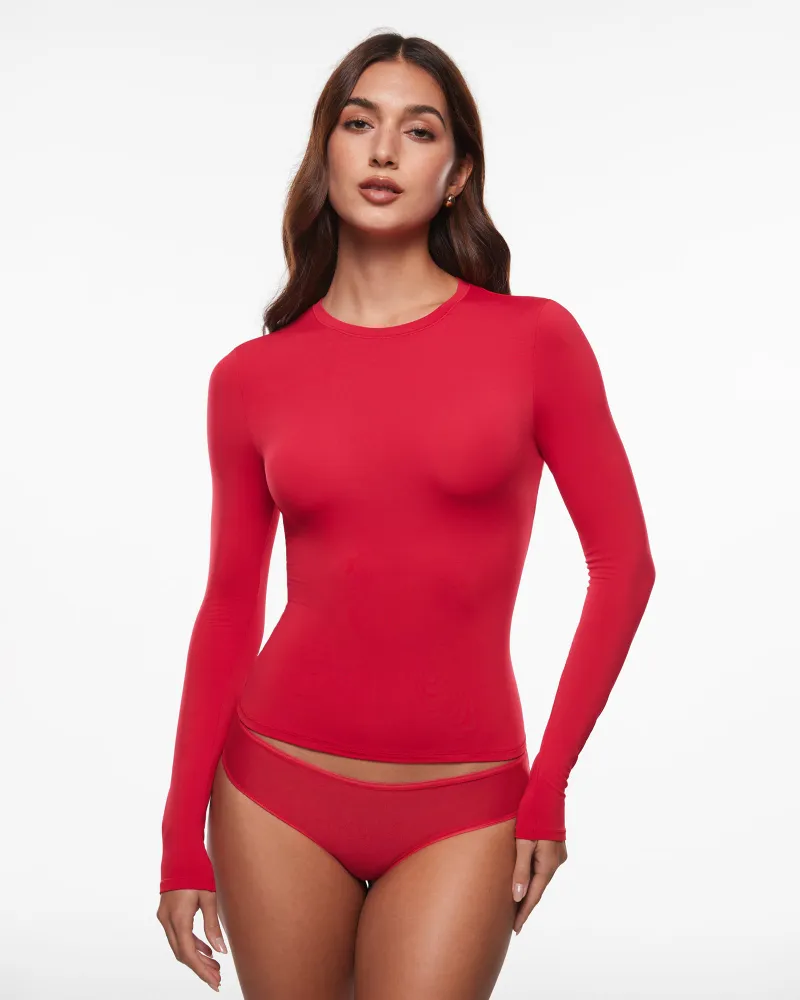 Essenther Global Inbarely Brush Crewneck Long Sleeve Top in soft brushed thermal fabric