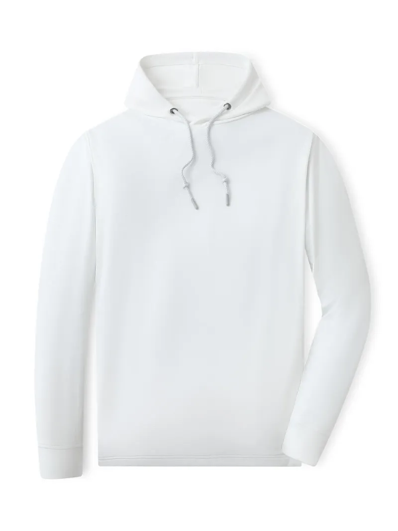 DTWOOO Heather Performance Hoodie in white with drawstring hood and side pockets