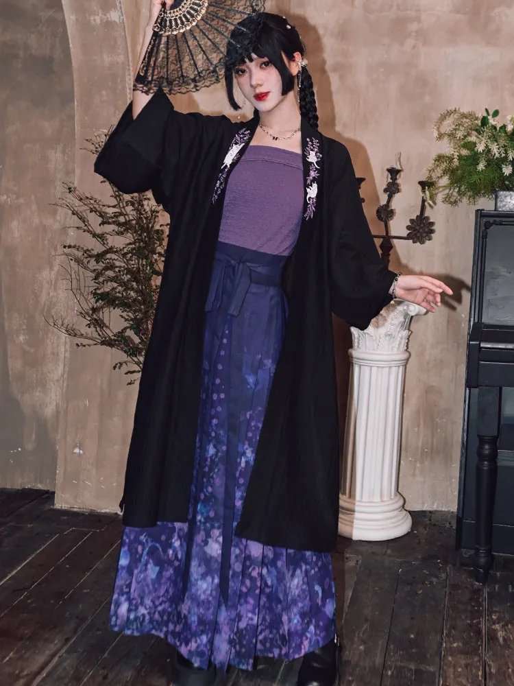 Juwas Black and Purple Han-Inspired Tube Top / Cardigan / Skirt - three-piece matching outfit set