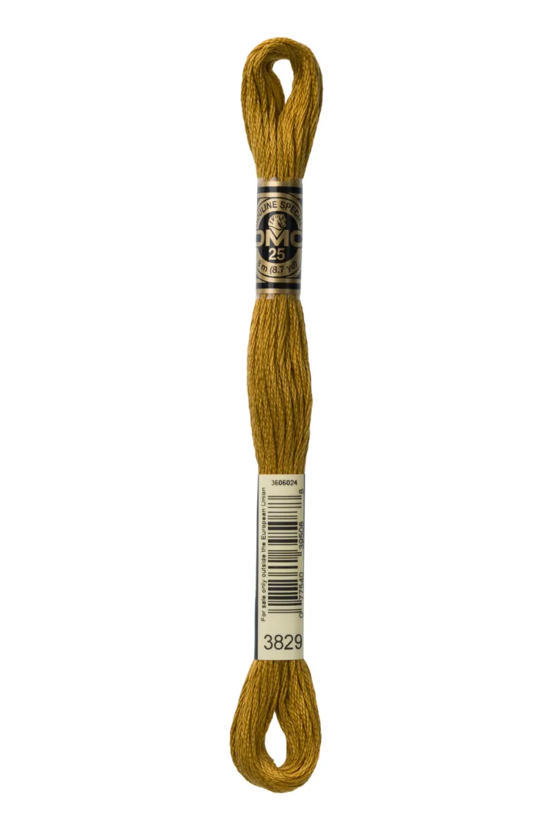 LETISTITCH DMC Mouliné Spécial 117MC-E_3829 embroidery thread skein in Ochre Earth shade