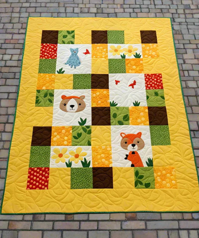 Boho Blanket Forest Pals Quilt Pattern, a small forest quilt design