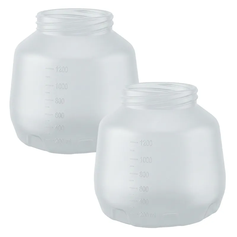 HYCHIKA Paint Sprayer Canisters 2 Pieces for 600W Spray Gun, two clear plastic paint cups