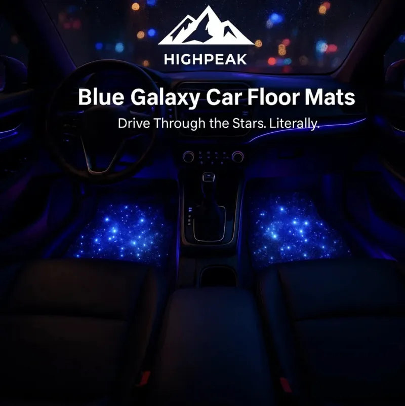 HighPeak 4PCS Blue Galaxy Car Floor Mats with cosmic print