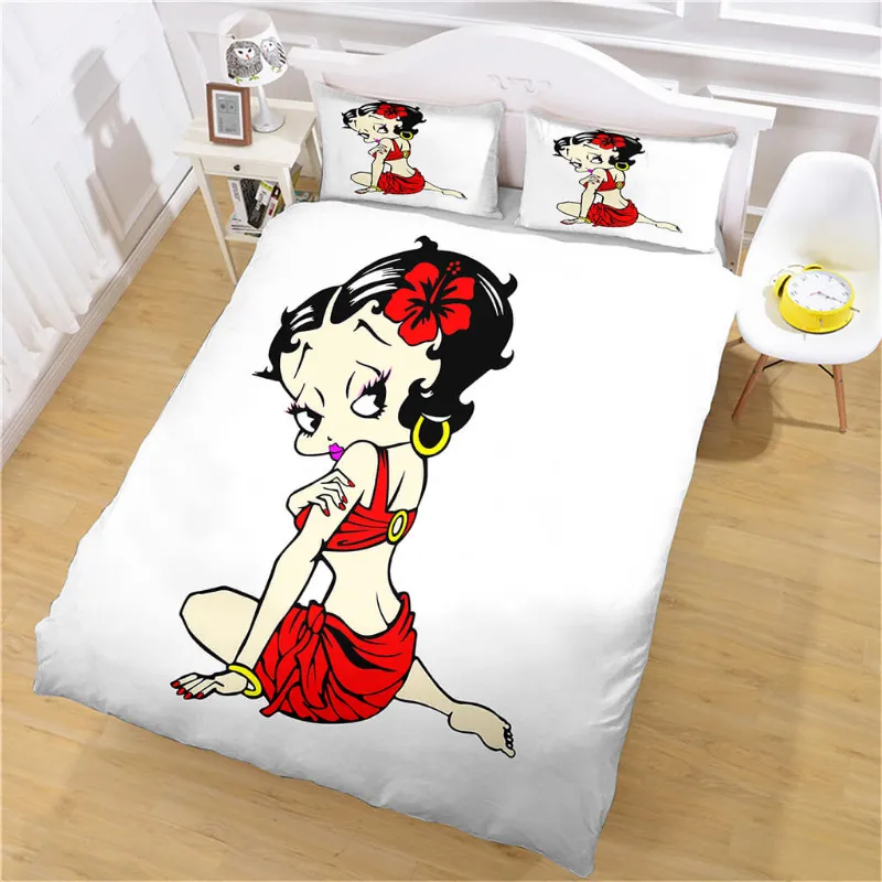 EBuycos Betty Boop Bedding Set Quilt Cover, 3D printed character design