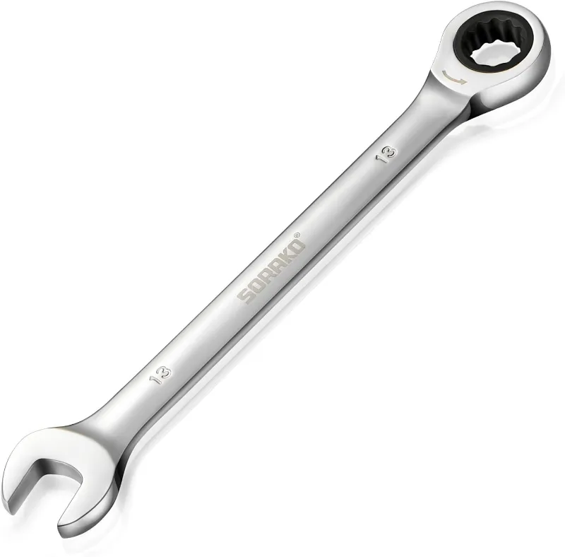 HYCHIKA SORAKO 13mm Ratcheting Combination Wrench showing chrome vanadium steel open and box end design
