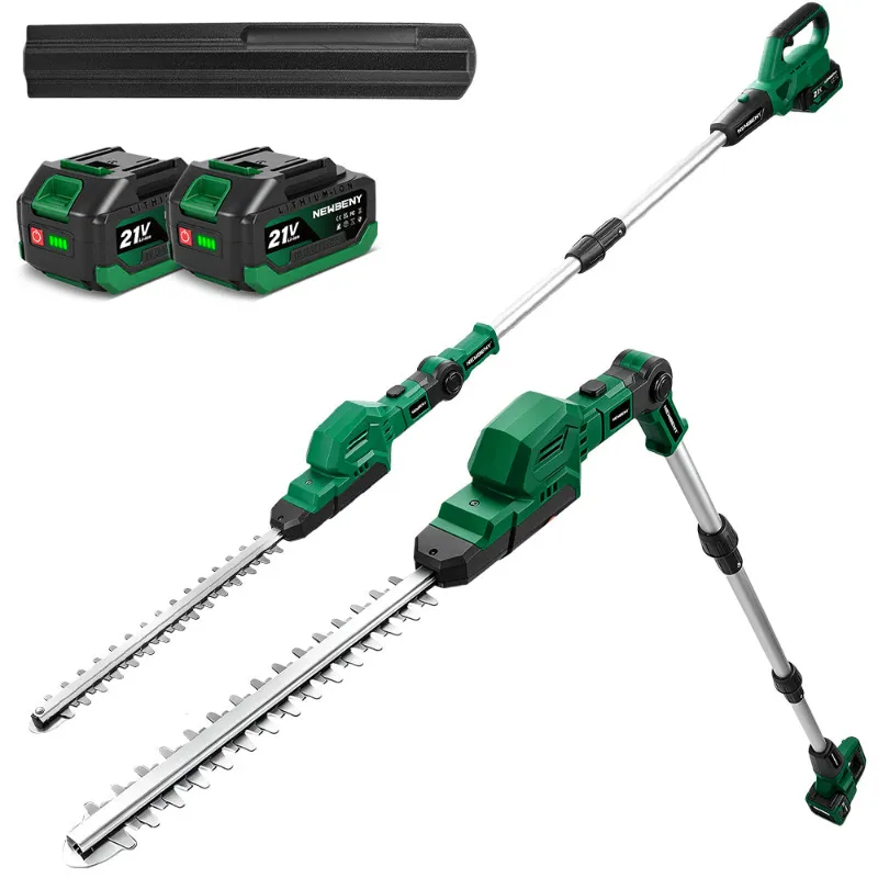 NewBeny 42cm Cordless Pole Hedge Trimmer with telescopic shaft and adjustable head