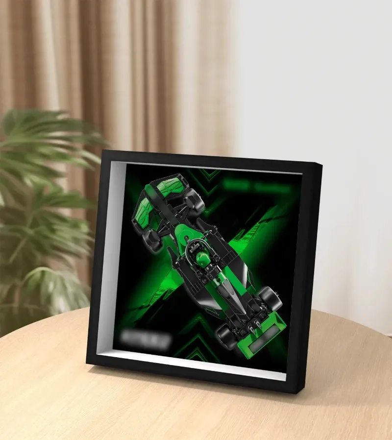 ICUANUTY Car Wall Frame for LEGO Speed Champion KICK Sauber F1 Team C44 model displayed on wall