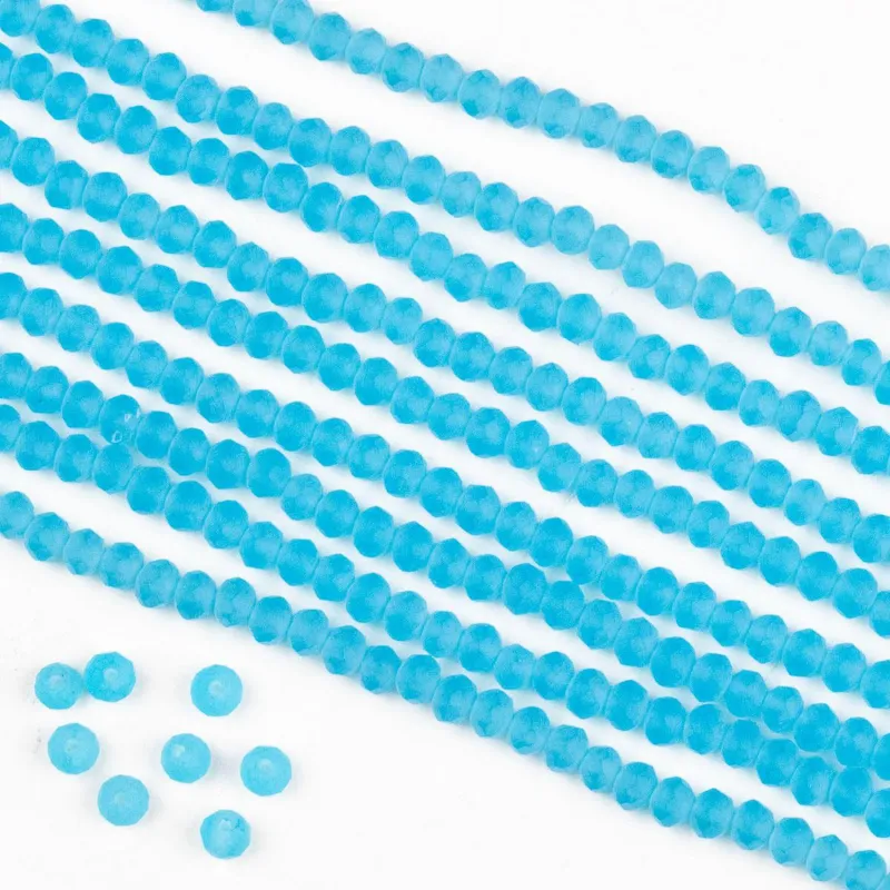 Cherry Tree Beads Crystal 2x3mm Opaque Matte Wedgewood Blue Rondelle Beads on an approximate 15.5 inch strand