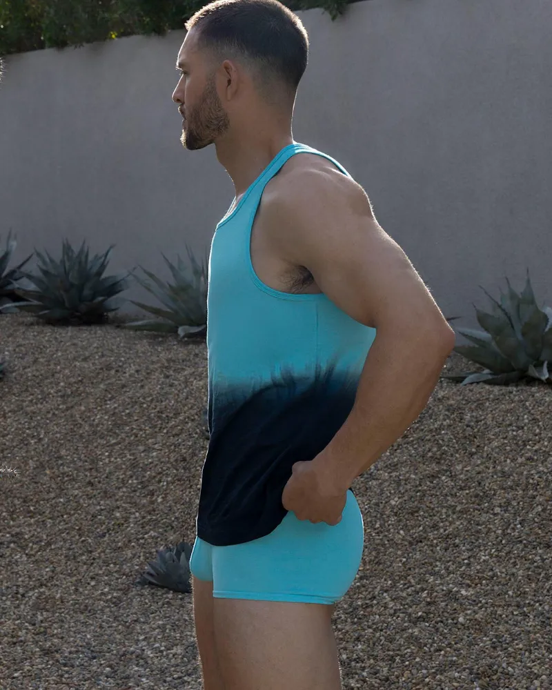 C-IN2 Dip Dye Relaxed Tank Storm Blue, two-tone gradient tank front view