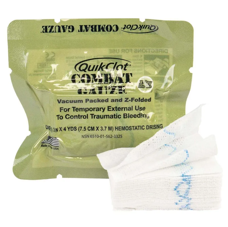 ViTAC Solutions QuikClot Combat Gauze Z-Fold Hemostatic dressing in compact packaging