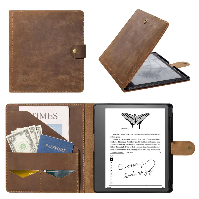COBAK Case Kindle Scribe 10.2 genuine leather folio cover with pen holder
