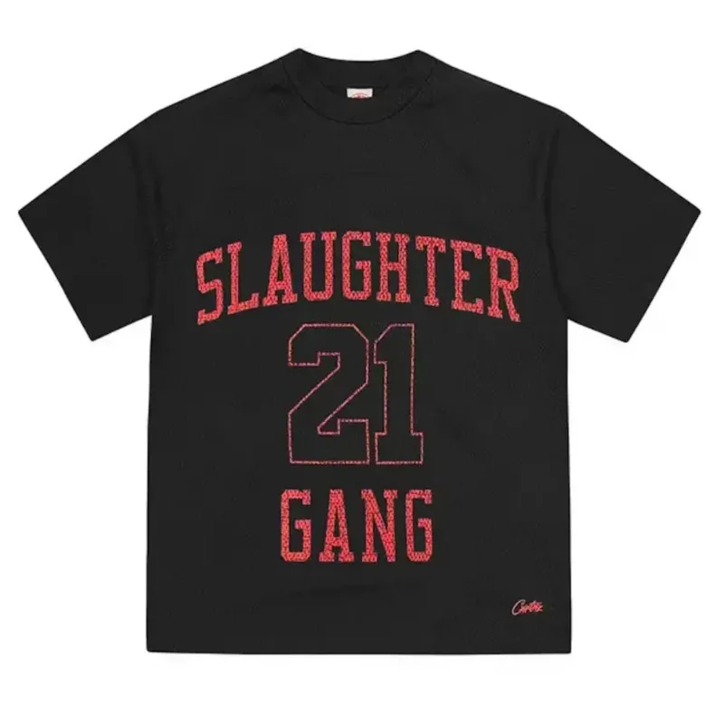 AfewVibe Corteiz x Slaughter Gang 21 Savage Mesh T-shirt Black front