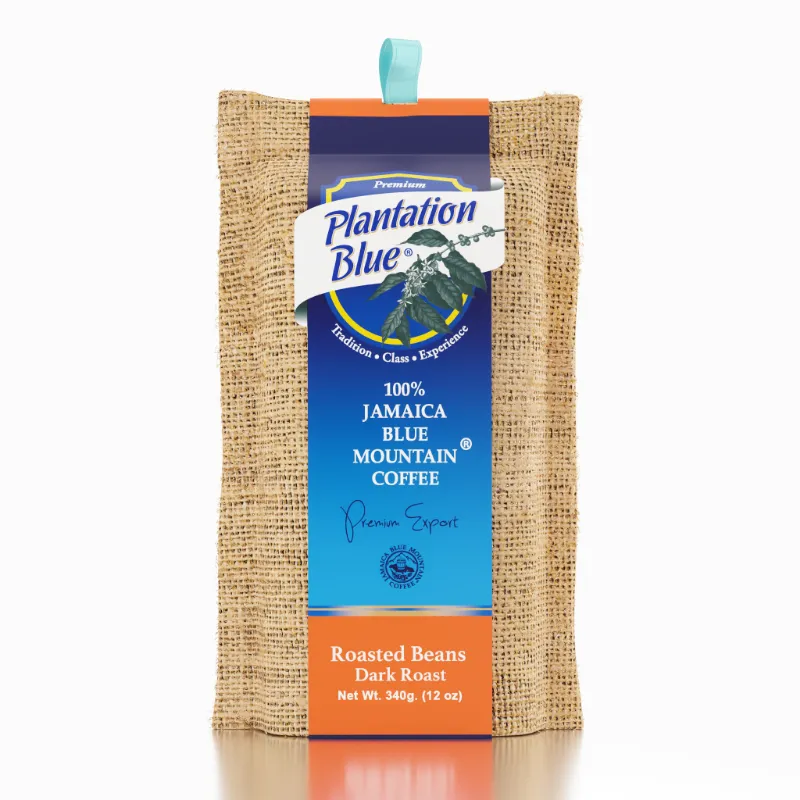 Plantation Blue Coffee Plantation Blue 100% Jamaica Blue Mountain Coffee Dark Roasted Beans 12oz bag