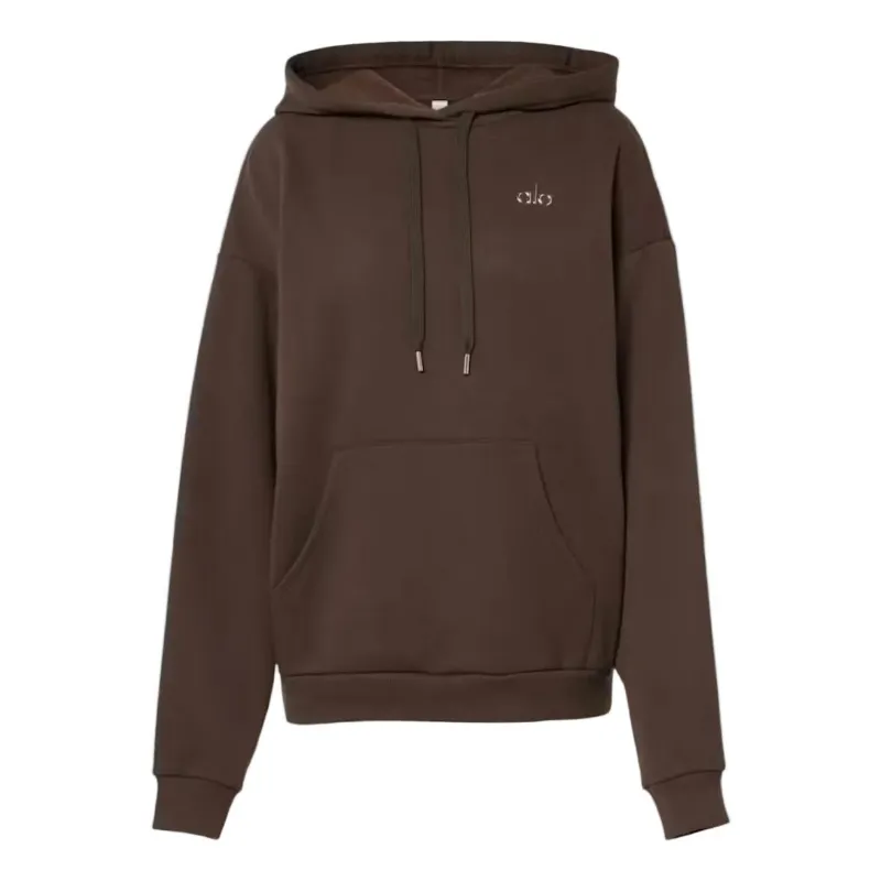 AfewVibe ALO Accolade Cotton Blend Hoodie in Espresso with kangaroo pocket