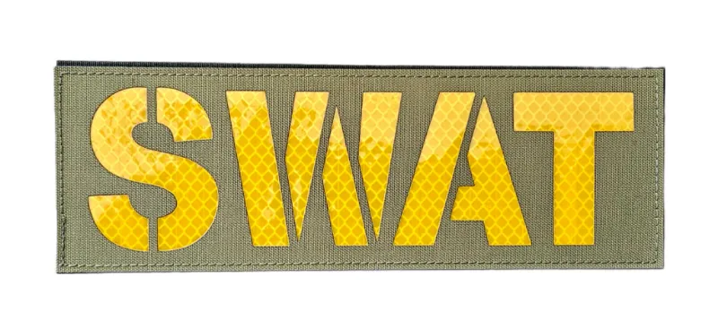 MyHackerTech SWAT Reflective Velcro Patch, 3 by 9 inches, black with white lettering