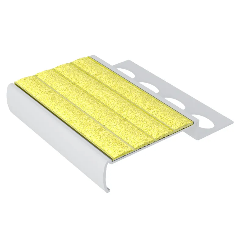 ComposiGrip Ecoglo M4150.10 yellow non-slip tile stair nosing with black anti-slip surface for tiled stairs