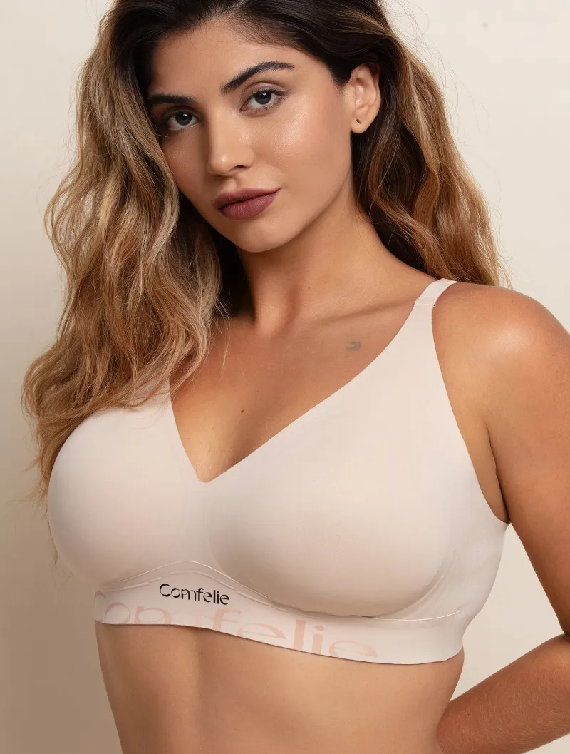Comfelie VIVA V Wireless Deep Plunge Bra with Smart Wear Indicator displayed