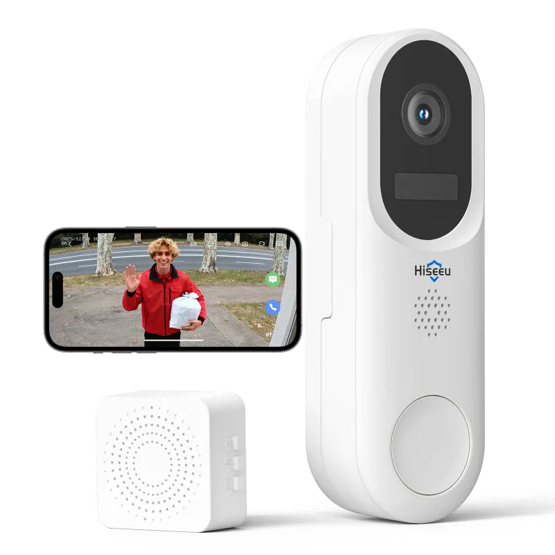 Hiseeu 2.4G&5GHz WiFi Wireless 4MP Doorbell Security Camera on front door