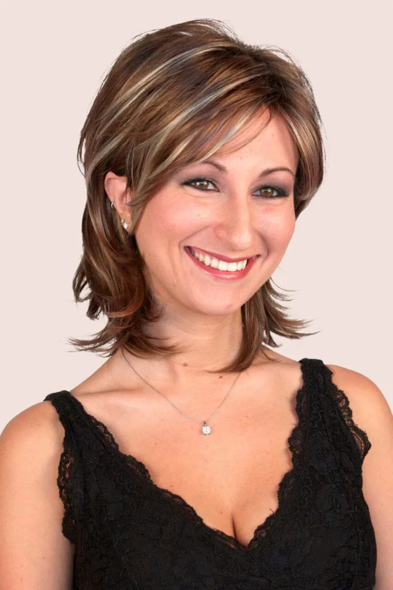 Godiva's Secret Wigs Katie w/ Roots medium wig in Almond Spice-R with rooted color