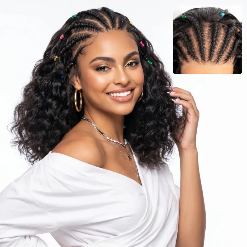 Megalook 13x5 glueless jerry curly bob wig pre-cut lace natural black