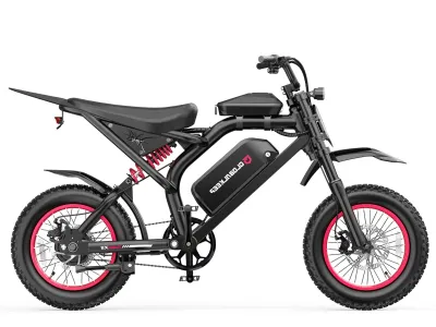 HiKeep Soleix8 Electric Dirt Bike in side profile showing frame, motor, and suspension