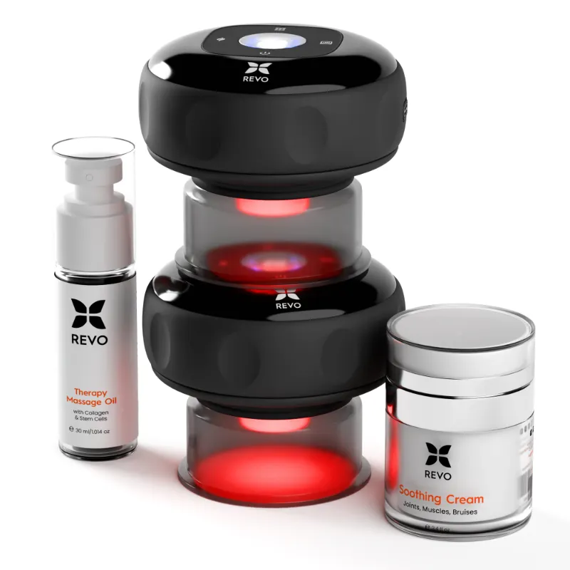 Revomadic REVO 2-Pack Bundle showing two cupping therapy devices with free enhancer kit