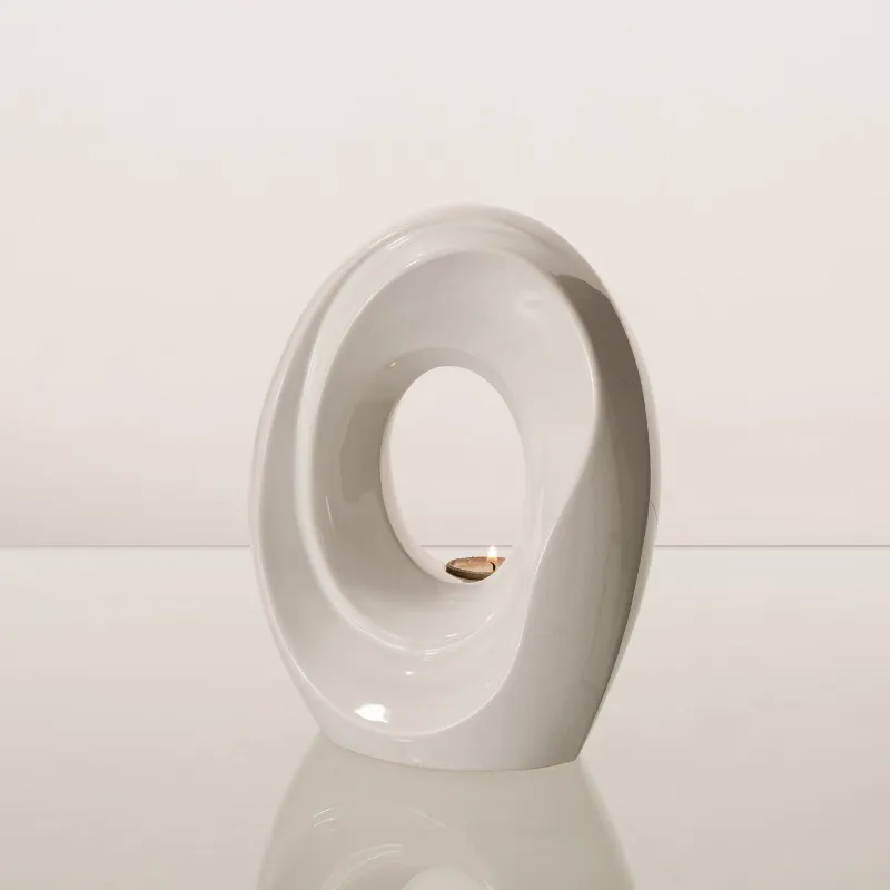 Pulvis Art Urns Artisan Cremation Urn for Ashes The Passage Medium Urn in white ceramic with tealight holder