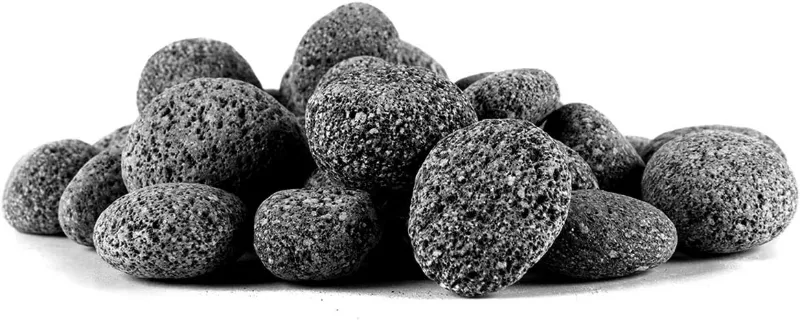 GrillPartsReplacement 10 lbs 0.5 to 1 inch black premium lava rock pebbles for fire pits and fireplaces