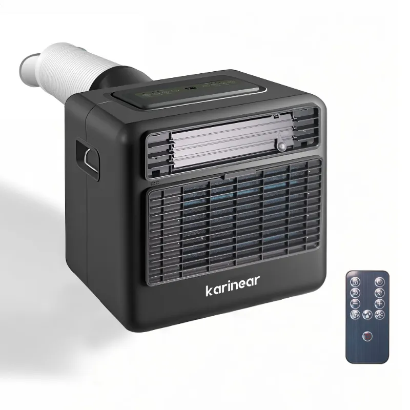 Karinear Portable Air Conditioner black unit with exhaust hose and control panel