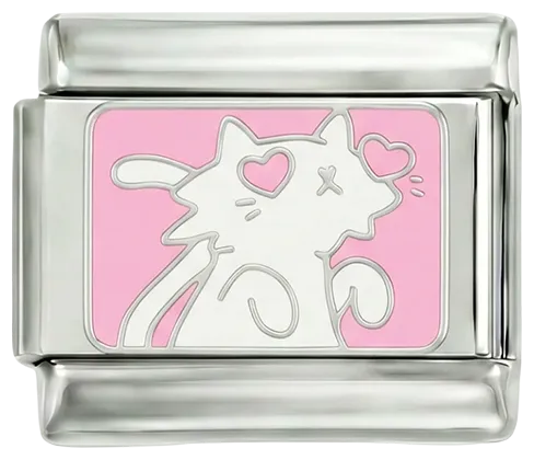 Charms Official Cat with Pink Hearts charm showing cat design with pink heart details