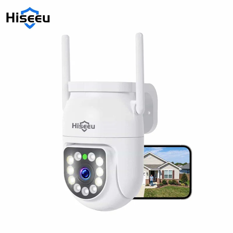 Hiseeu 2K 3MP PTZ WiFi Security Camera with spotlight and auto tracking