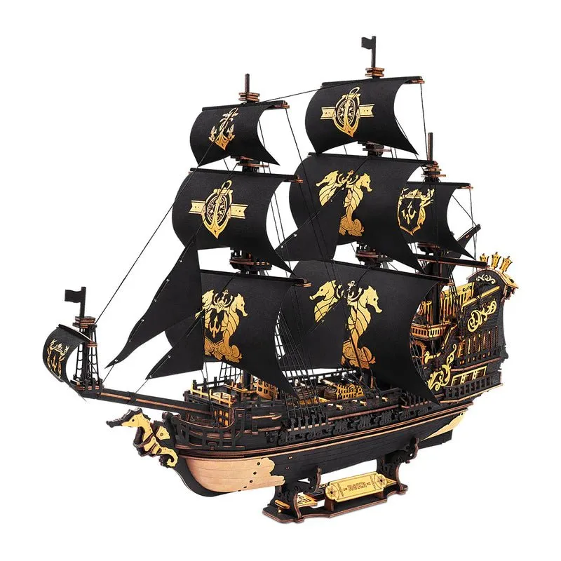 Varvikas 3D Wooden Mechanical Puzzle Kit, The Seahorse Barque (MCB02) wooden ship