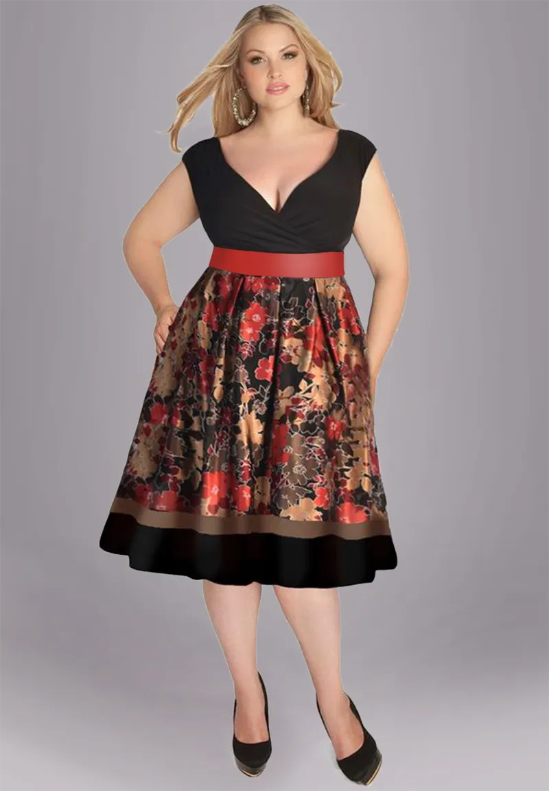 IGIGI Aisha Plus Size Dress showing a burnout chiffon and satin flower skirt dress