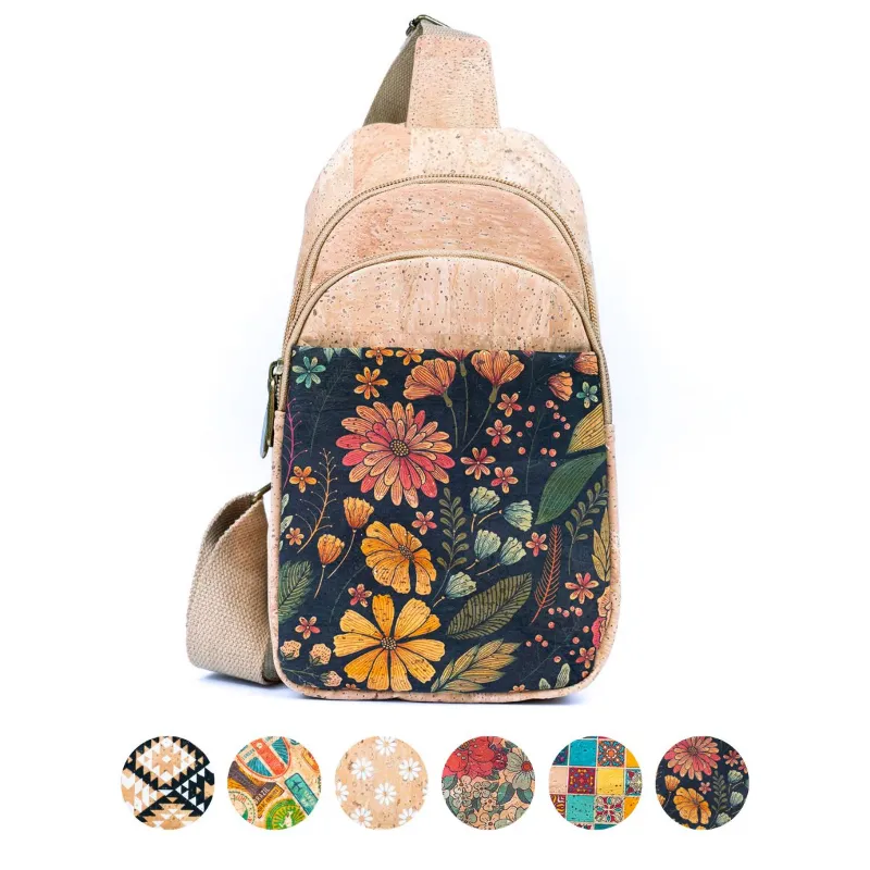 Corkadia All-Day Cork Sling Bag: Sustainable Style on-the-Go shown as a compact natural cork crossbody sling bag