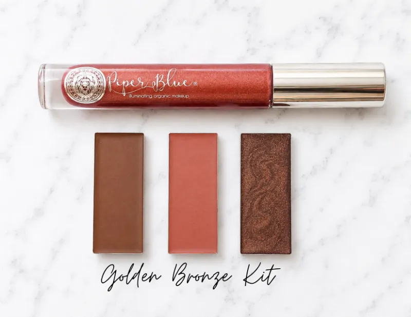PiperBlue Organic Makeup Summer Glow Kit with bronzers, lip and cheek color, and lip butter