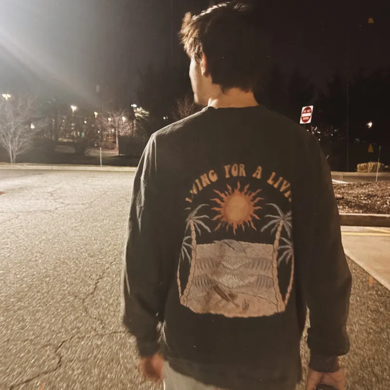LivingForALivin L4L Washed Effect Classic Crewneck showing a heavyweight oversized crewneck sweatshirt