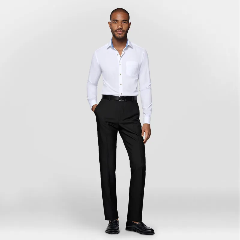 Cloudstyle Dress Shirt Slim Fit Button Down Stripe Checked Shirt White 02