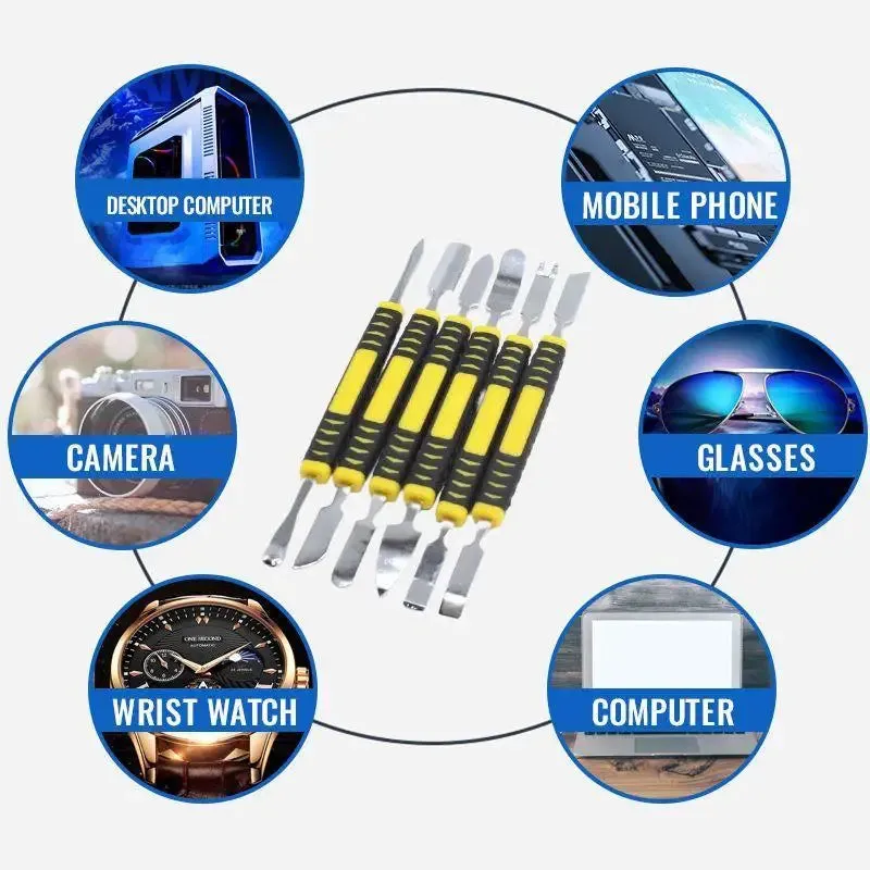 Kicklo 6-In-1 Dual Heads Disassemble Tool set with metal pry bars and ergonomic handles