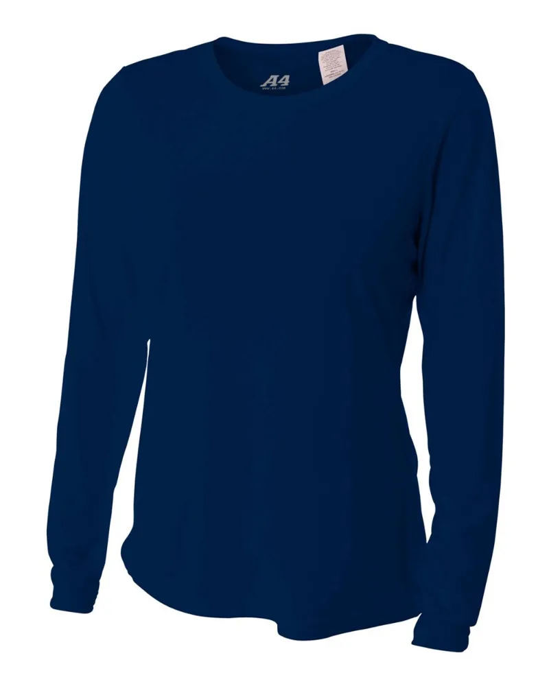Do It Tennis A4 Women's Performance Long-Sleeve Crew Neck Shirt Navy