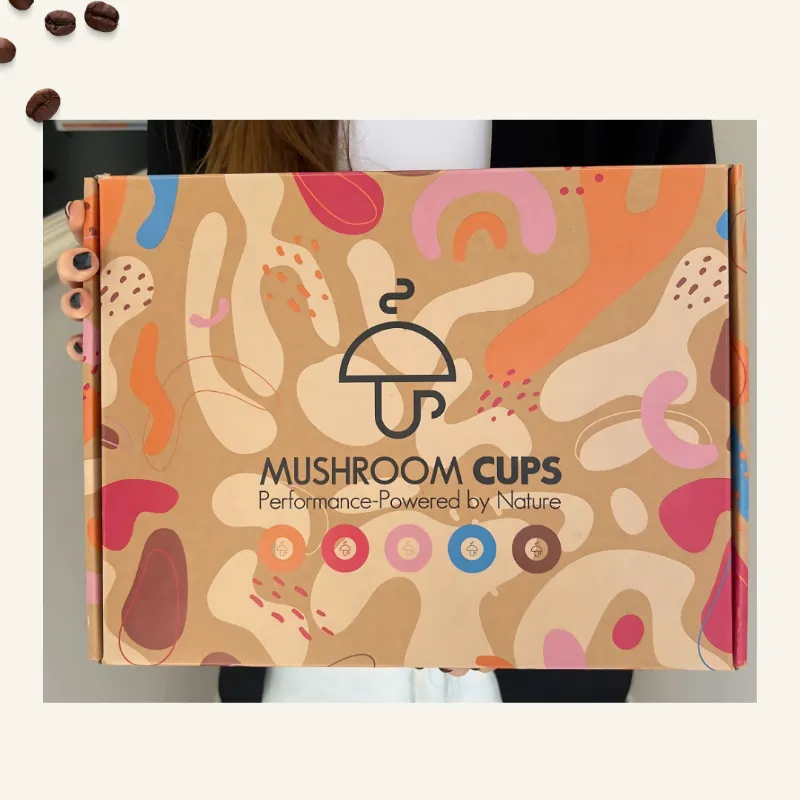 Mushroom Cups Poklon paket Veliki large gift box with coffee tubes, cocoa, cup, spoon and pen