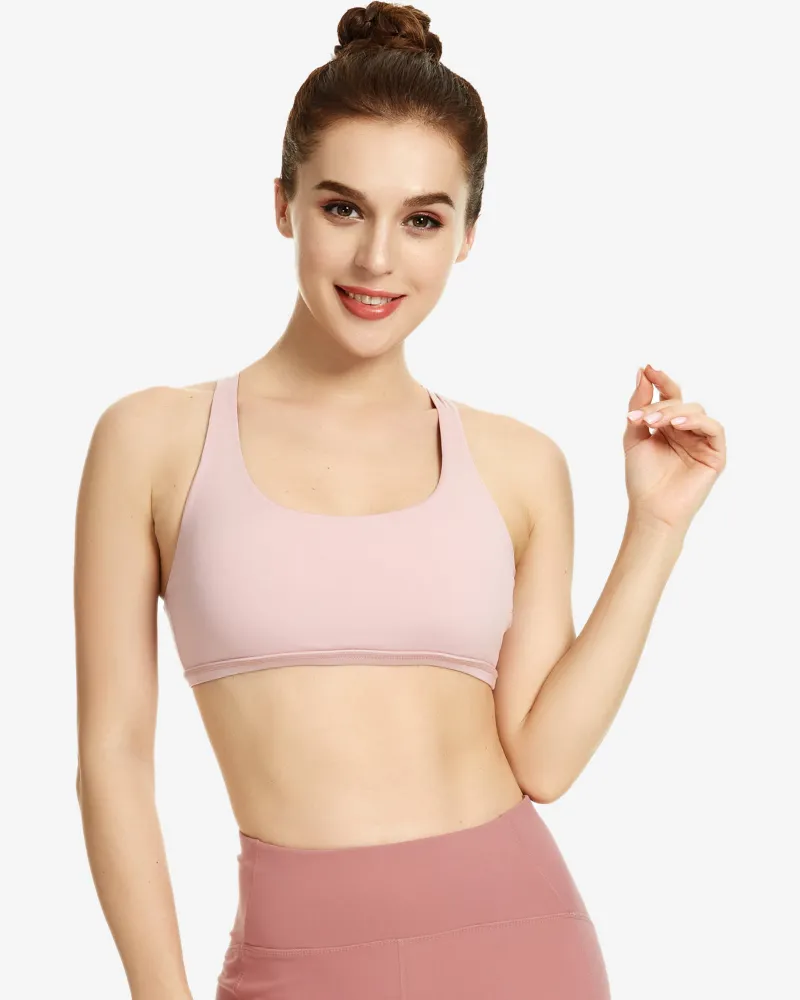 QUEENIEKE Light Support Free To Be Sport Bra in black with open cross-back straps