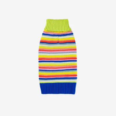 Found My Animal Circus Stripe Dog Sweater in textured multi-color knit with ribbed collar