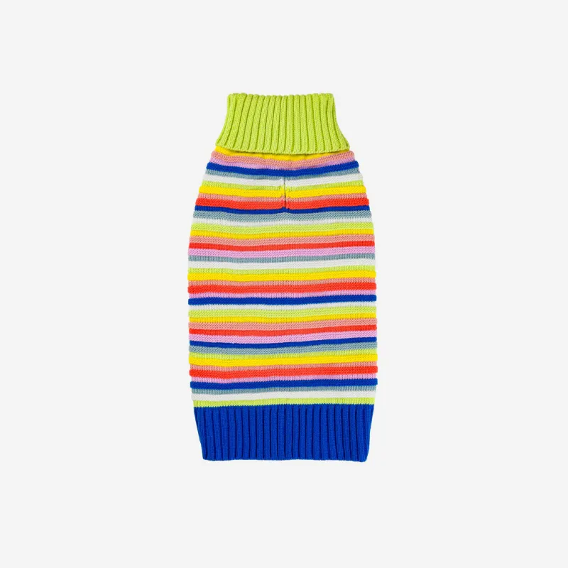 Found My Animal Circus Stripe Dog Sweater in textured multi-color knit with ribbed collar