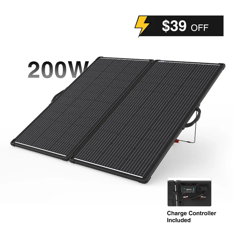 ACOPOWER PLK Portable Solar Panel Kit showing the folding briefcase design with charge controller
