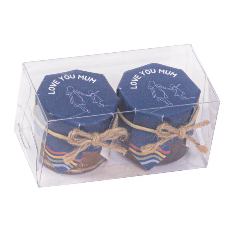 HoneySpree Love You Mom Twin Clear Box with two honey jars in clear packaging