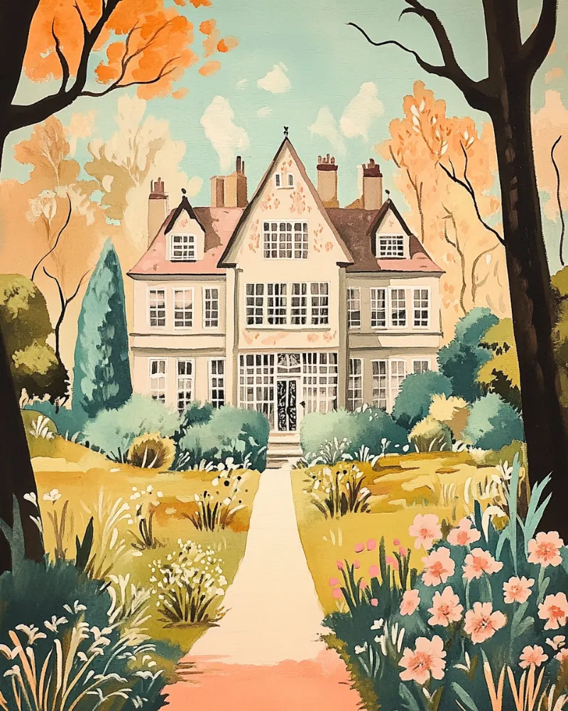 Maikoo Art Autumn Villa paint by numbers kit depicting house surrounded by autumn foliage