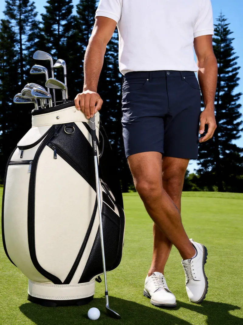 Maelreg Golf 4-way Stretch Performance Solid Shorts with belt loops, front view